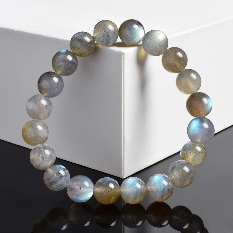 Bracelet en Labradorite Grise Naturelle – Reflets Spectrolite