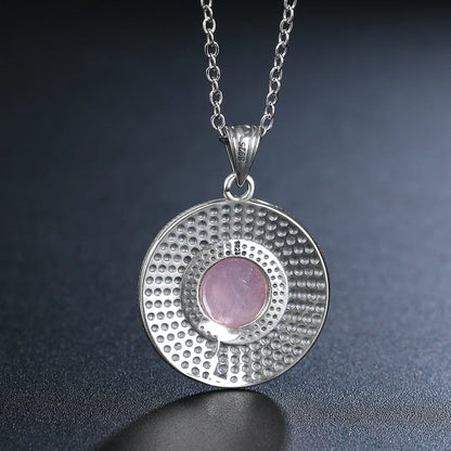 Collier Quartz Rose 10mm Argent 925