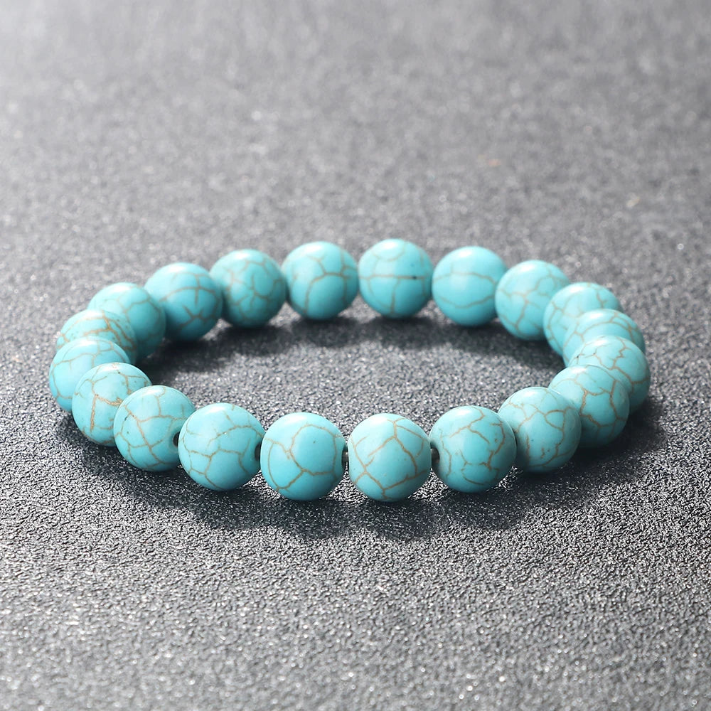 Bracelet Turquoise Boho (6/8/10 mm) – Femme/Homme