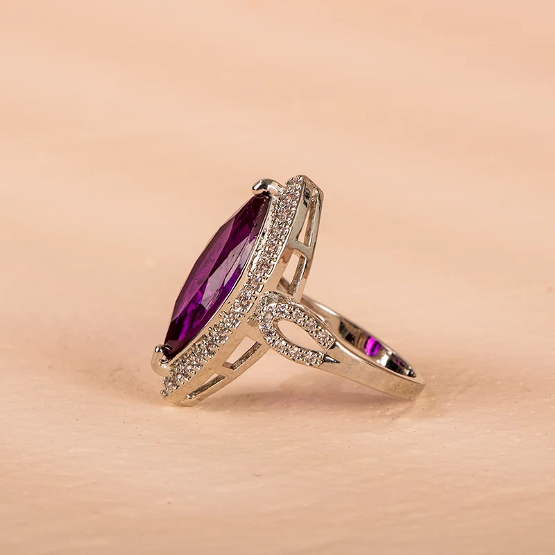 Bague Chevalière Améthyste et Zircon