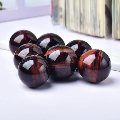 Sphère Œil de Tigre Rouge – Reiki & Décoration