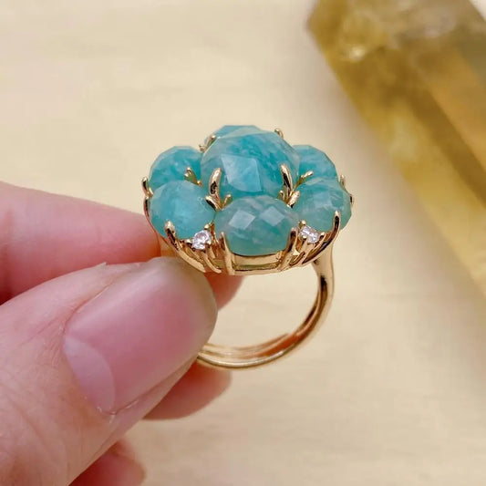 Bague Amazonite Facettée Pavé CZ