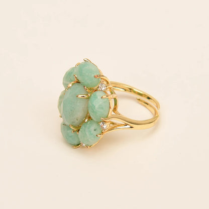 Bague Amazonite CZ Plaqué Or Ajustable
