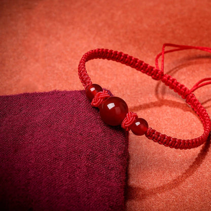 Bracelet Rouge Porte-Bonheur – Imitation Agate Tressée