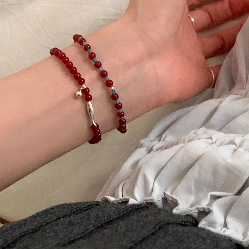 Bracelet Argent 925 & Agate Rouge – Poisson Rétro