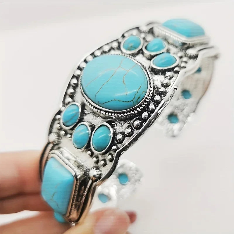 Bracelet Manchette Vintage – Turquoise Ajustable